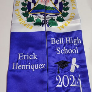 Graduation Stole of El Salvador flag Embroidery add-on