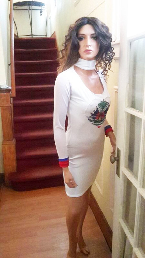 Custom Haiti Flag Stretch Dress Haitian Bodycon Dress Haitian Flag Day Outfit Mini Dress Mesh Dress *Other Countries Produced by Request