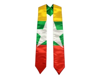 Banda/Estola de Graduación de la Bandera de Birmania de Myanmar Estudio Internacional en el Extranjero Adulto Unisex