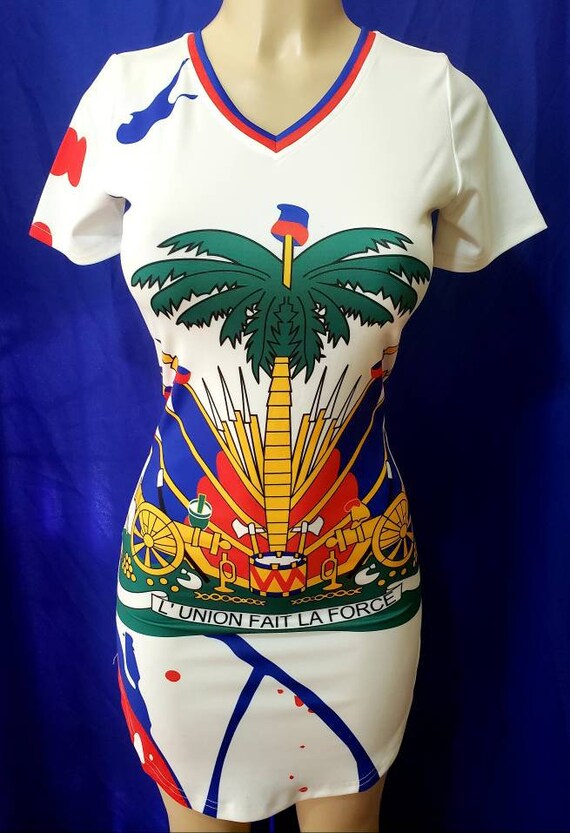 Haiti white flag shirt dress