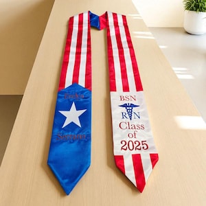 Puerto Rico Flag graduation stole