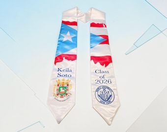Puerto Rico Flag graduation stole