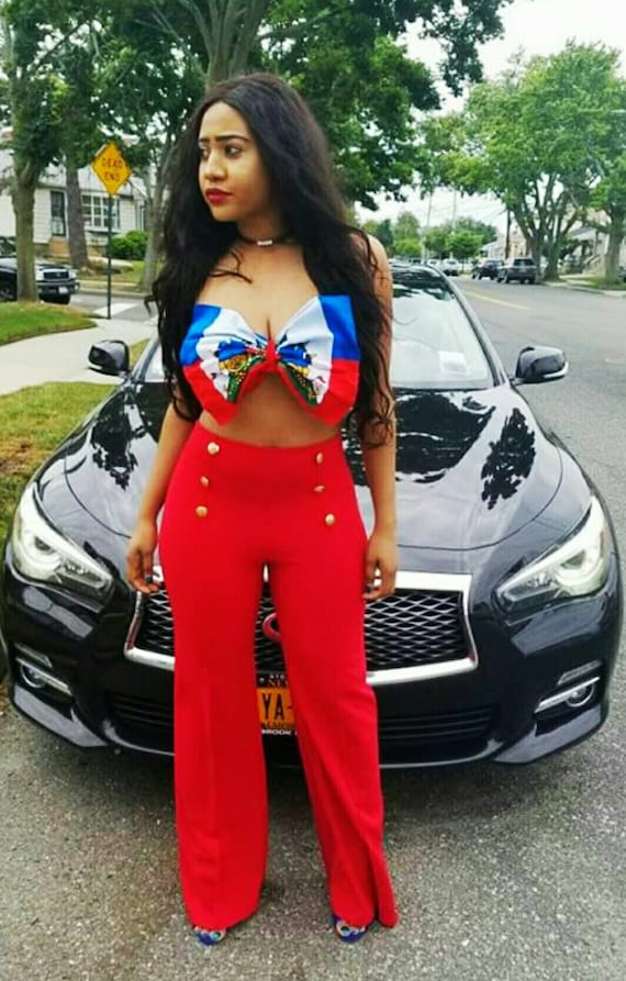 Custom Haitian Flag Bandeau Bow Top *Other Countries Produced by Request