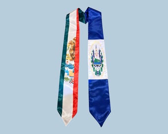 Estolas/fajas de graduación con banderas mixtas de México y El Salvador