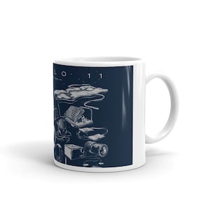 NASA | Apollo 11 Moon Gadgets Collection Coffee Mug | Space, Lunar Landing Art | Infographic, Data, Chart