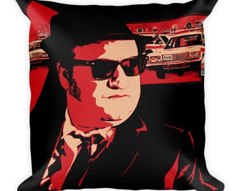 Blues Brothers : Coussin carré | Bluesmobile des années 80 Aykroyd Belushi film voiture de Police