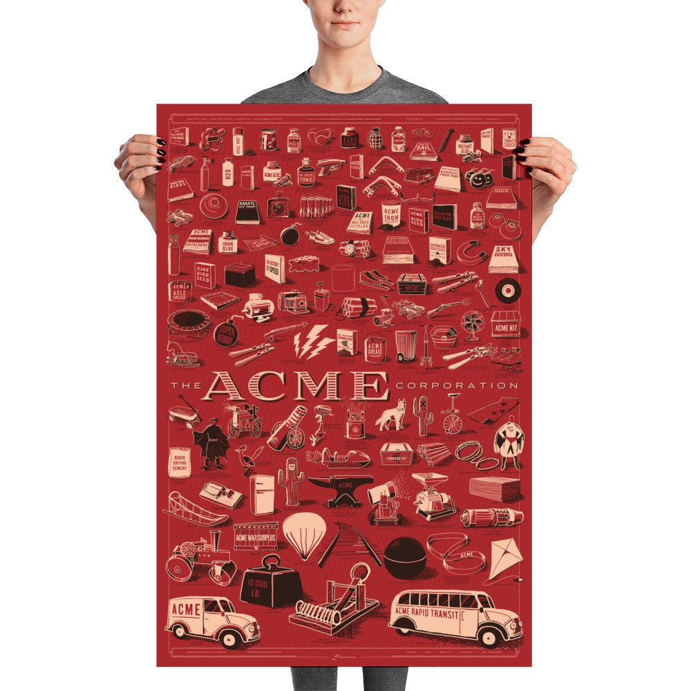 ACME Corporation Poster: Every Gadget Ever, Cartoon Art Print - Etsy