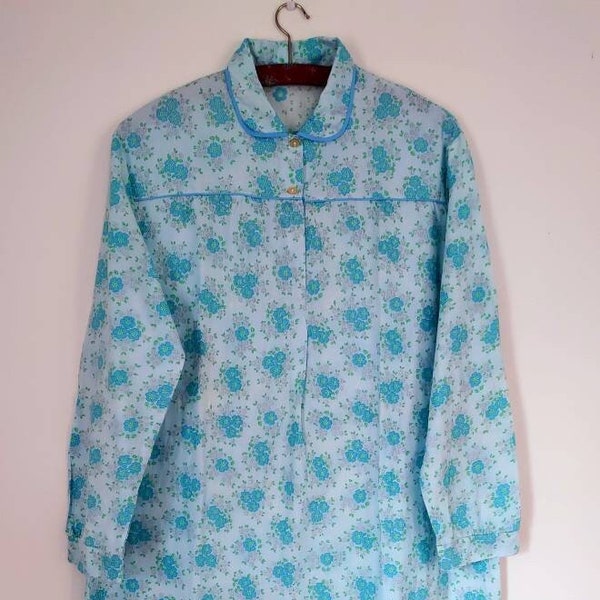 Chemise de nuit vintage fleurs bleu