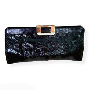 Sac Vintage En Cuir Croco Années 50 - Pochette Femme Marron, Bandoulière, état Occasion