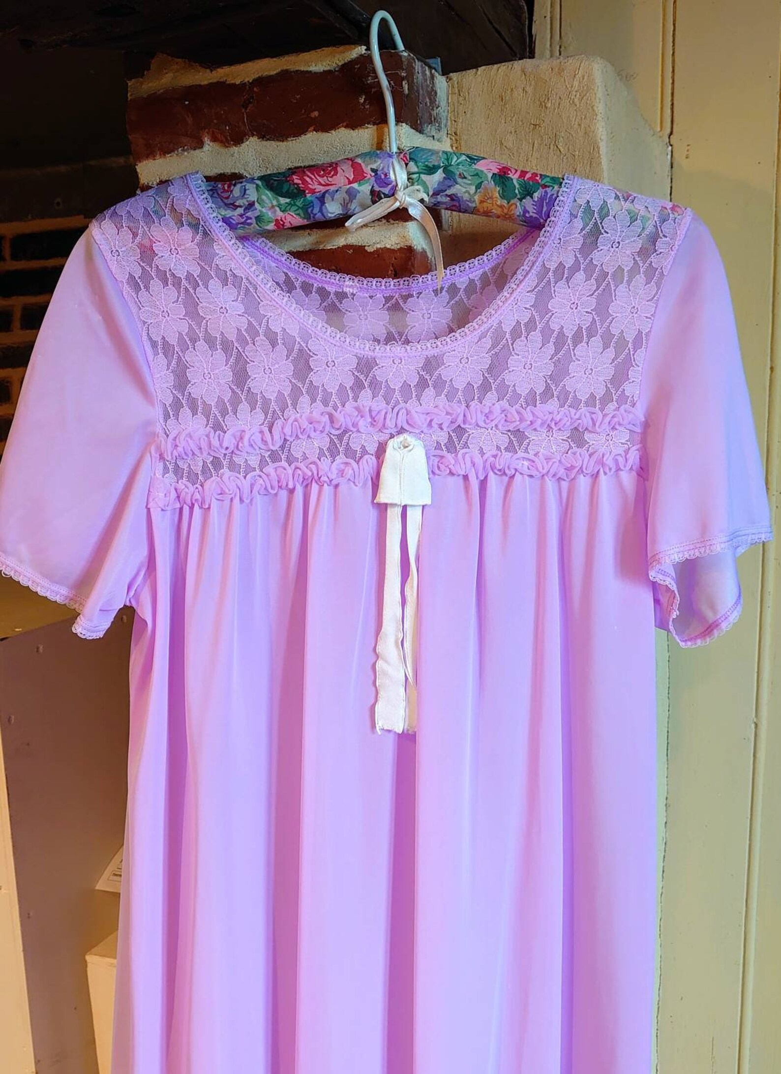 Chemise De Nuit Vintage Rose - Taille 42/44, 100% Coton/polyester, Neuve Sans étiquettes, Marque Pétunia