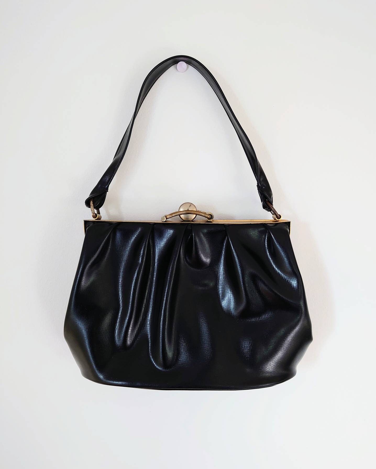 Sac à Main Vintage Cuir Des Années 1950 - Sac De Soirée Vert - Marque Olympe De Corato - Occasion Unique