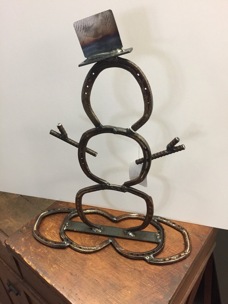 Abstract Snowman Horseshoe Art Etsy