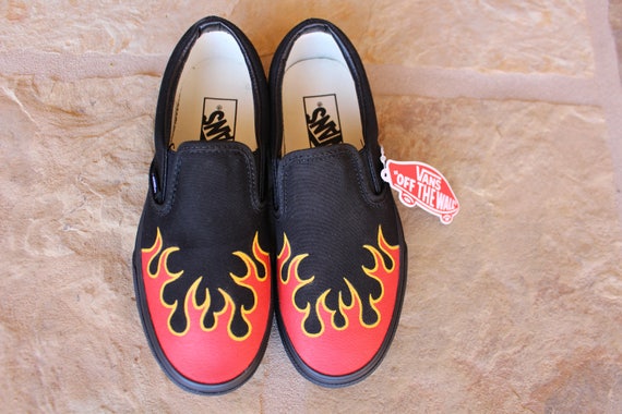 Hand Painted Shoes Flame Vans | Etsy