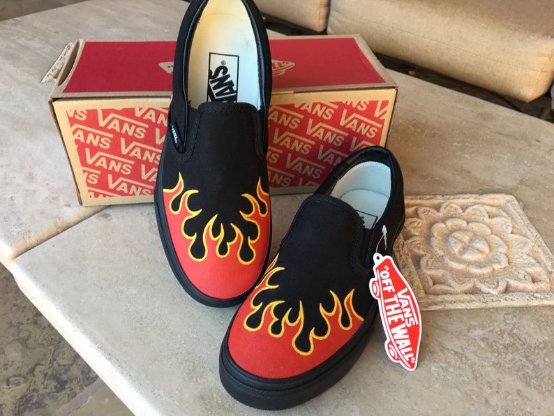 Hand Painted Shoes Flame Vans | Etsy