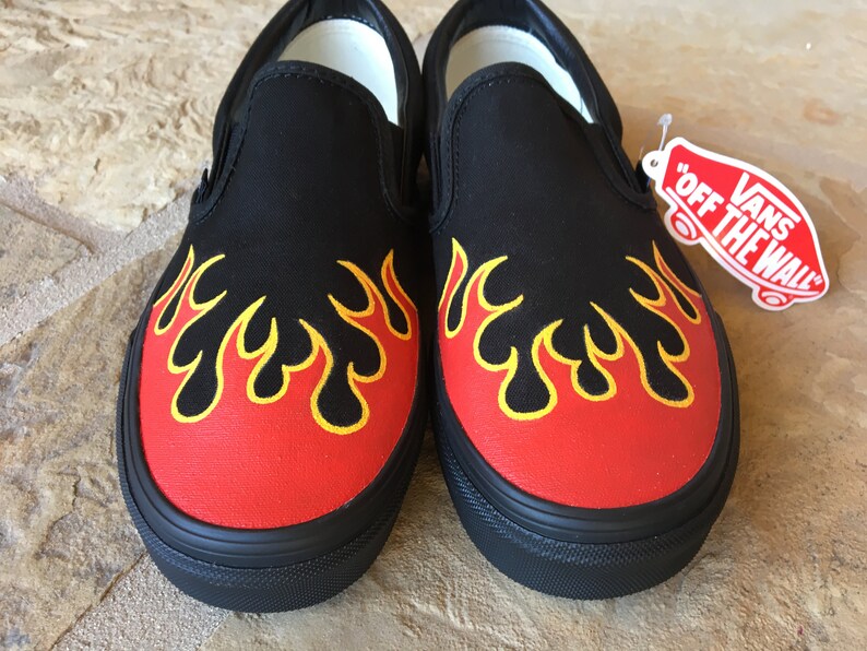 Hand Painted Shoes Flame Vans - Etsy