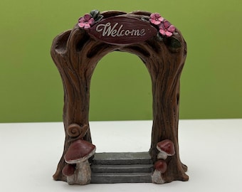 Fairy Garden Miniature Legno Look Welcome Arch