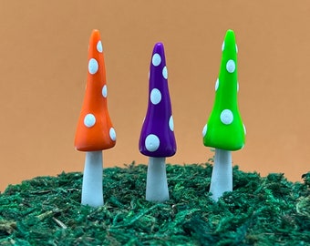 Fairy Garden Miniature Halloween Gnome Mushrooms - Set of 3