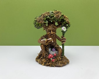 Fairy Garden Miniature Tree with Face and Staff