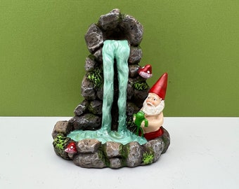 Fairy Garden Miniature Resin Waterfall with Gnome and Stone Accent