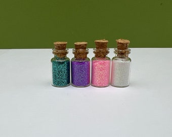 Fairy Garden Miniature Bottles of Fairy Dust Princess Colors - Set of 4