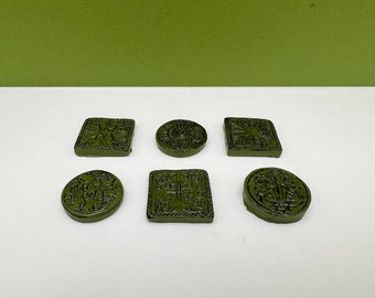 Fairy Garden Miniature Polymer Clay Celtic Pattern Stepping Stones - Set of 6