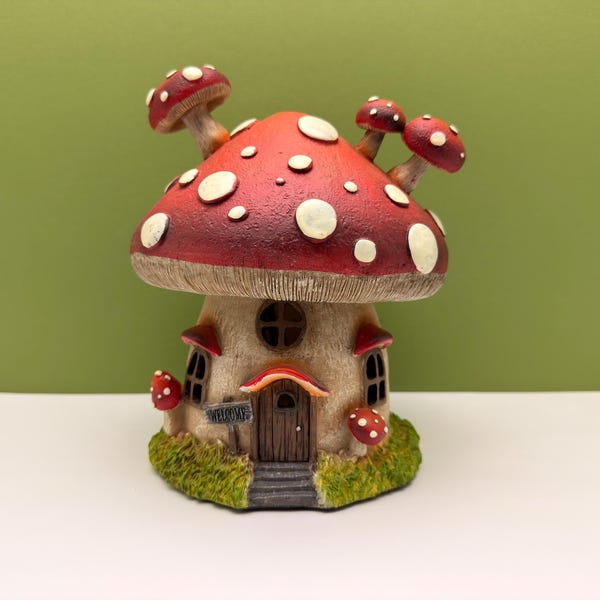 Fairy Garden Miniature LED Resin Toad Stool Mushroom House