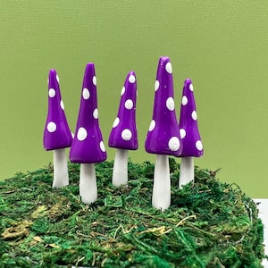 Fairy Garden Miniature Gnome Style Mushrooms - Violet