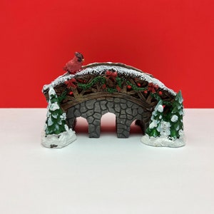 Fairy Garden Christmas Miniature Resin Bridge with Wreath image 2