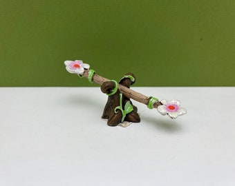 Fairy Garden Miniature Resin Flower See-Saw Teeter-Totter