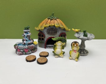 Fairy Garden Miniature Resin 8pc Frog Garden Set