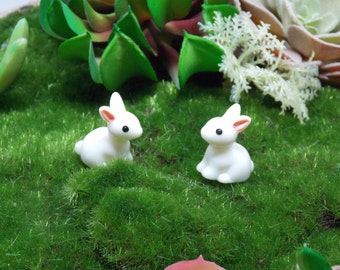 Miniature Fairy Garden Bunnies Set of 2 terrarium dish broken pot gnome pixie faerie