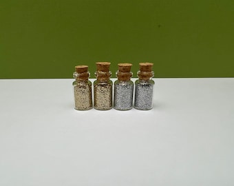 Fairy Garden Miniature Bottles of Fairy Dust Silver/Gold - Set of 4
