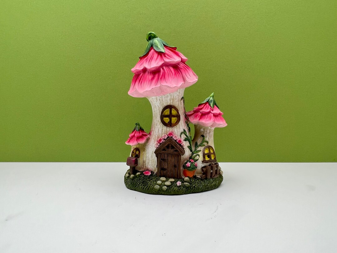 Fairy Garden Miniature Resin Pink Mushroom House - Etsy