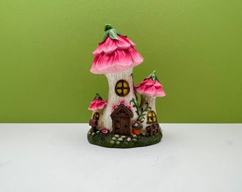 Fairy Garden Miniature Resin Pink Mushroom House