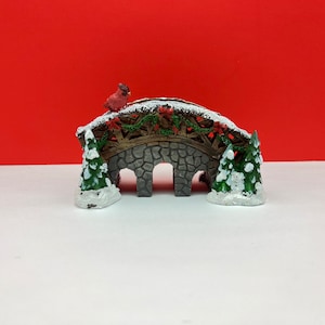 Fairy Garden Christmas Miniature Resin Bridge with Wreath image 1