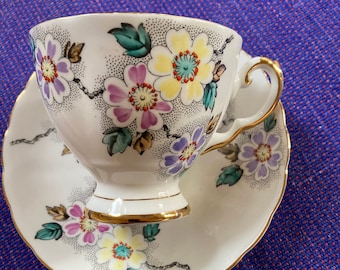 Vintage Floral Bone China Tea Cup