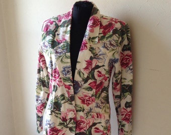 Carol Anderson Narrow and Slim Flowered Blazer with Shoulder Pads, 34" Bust