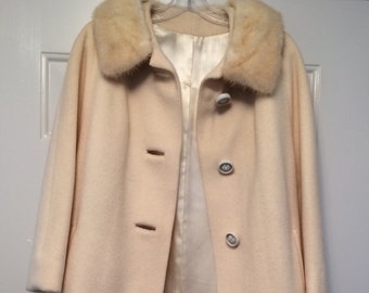 Vintage Sixties Full-length Wool Coat with Fur Collar