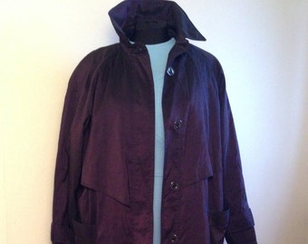 Purple Plum Trenchcoat with Storm Flap Detail, Size 8