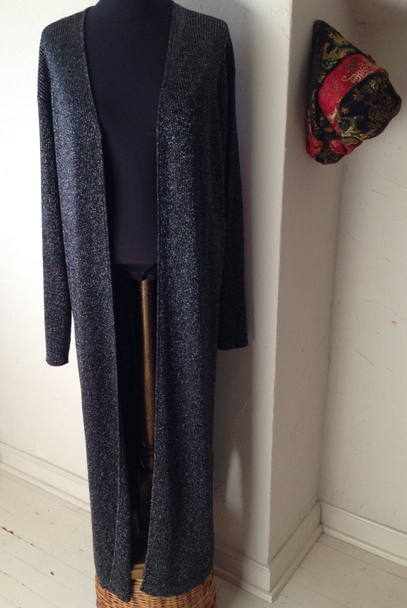 Sparkly, Glitzy Knit Long Wrap Coat