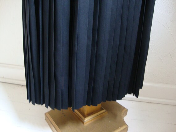 Vintage Black Crepe Dress with Pleats and Peplum … - image 3