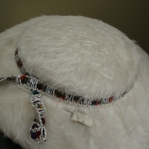 Vintage Hat, Wide Brim White and Wooley