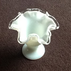 Vintage Fenton Art White Glass Vase