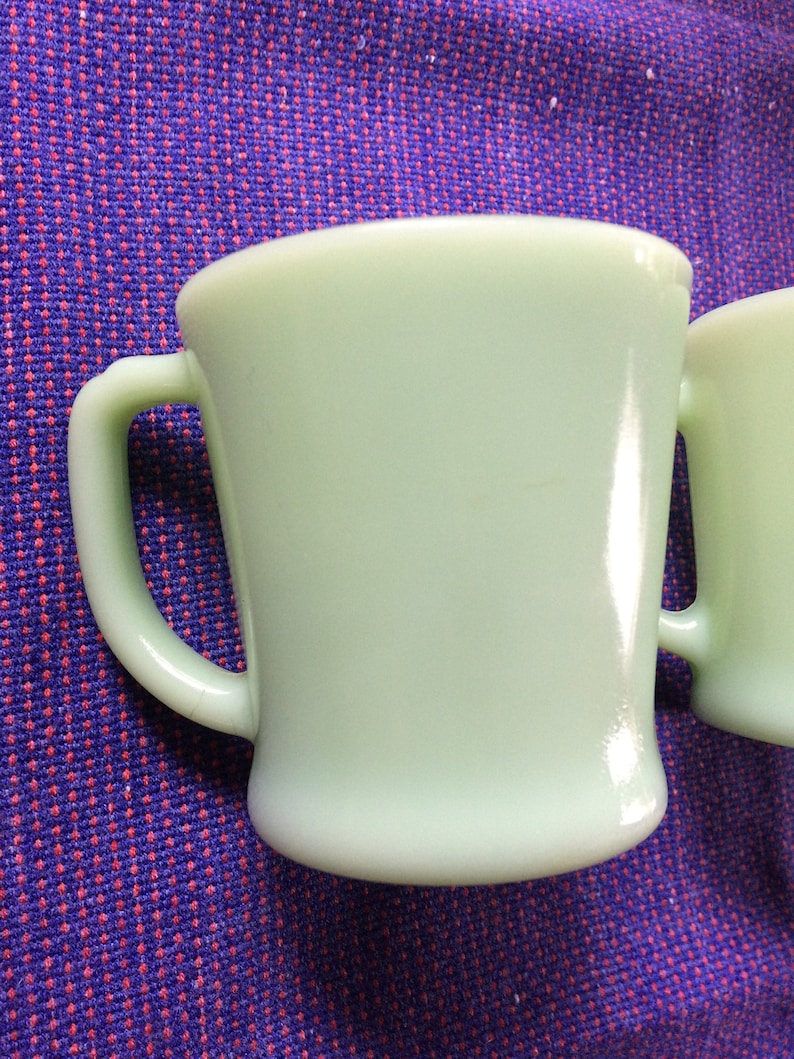 Pair of Fire King Jadeite Mugs D Handle Etsy