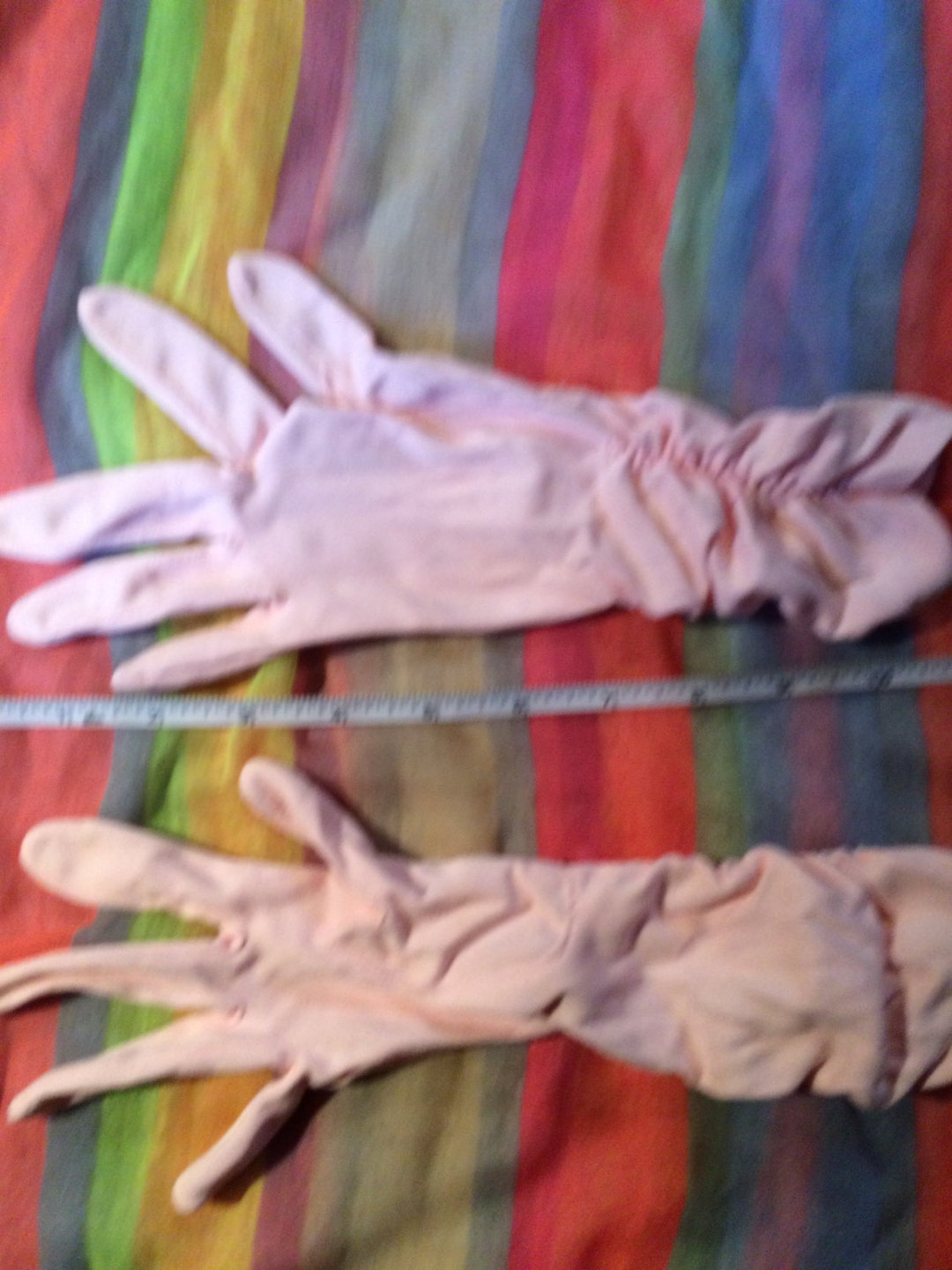 Vintage Pink Cotton Gloves With Shirring Etsy