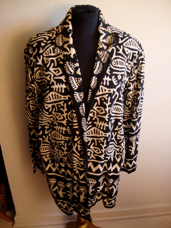 Eighties Unconstructed Blazer in Black and White … - image 1