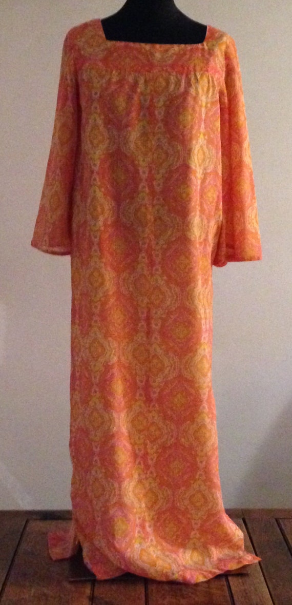 Handmade Bright Orange, Pink and Yellow Kaftan