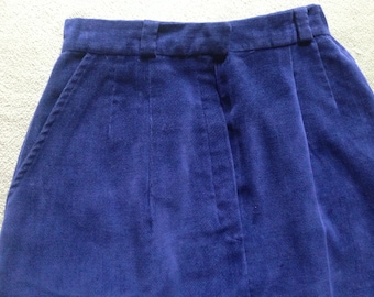 Very Small Straight Skirt, Navy-blue Cotton Corduroy, 26-inch Waist