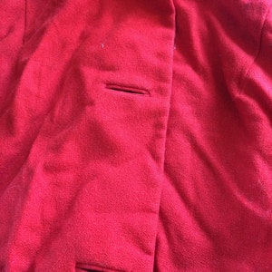 Vintage Red Wool Fabric with Button holes