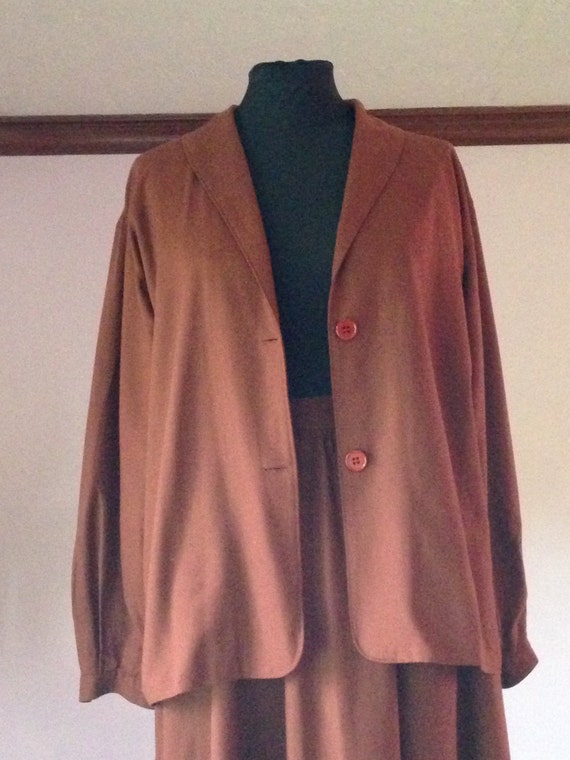 Rusty Raw Silk Two-Piece Suit from the Eighties, … - image 2